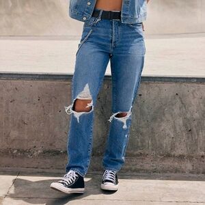 Forever 21 Recycled Cotton Distressed Medium Wash Denim Jeans